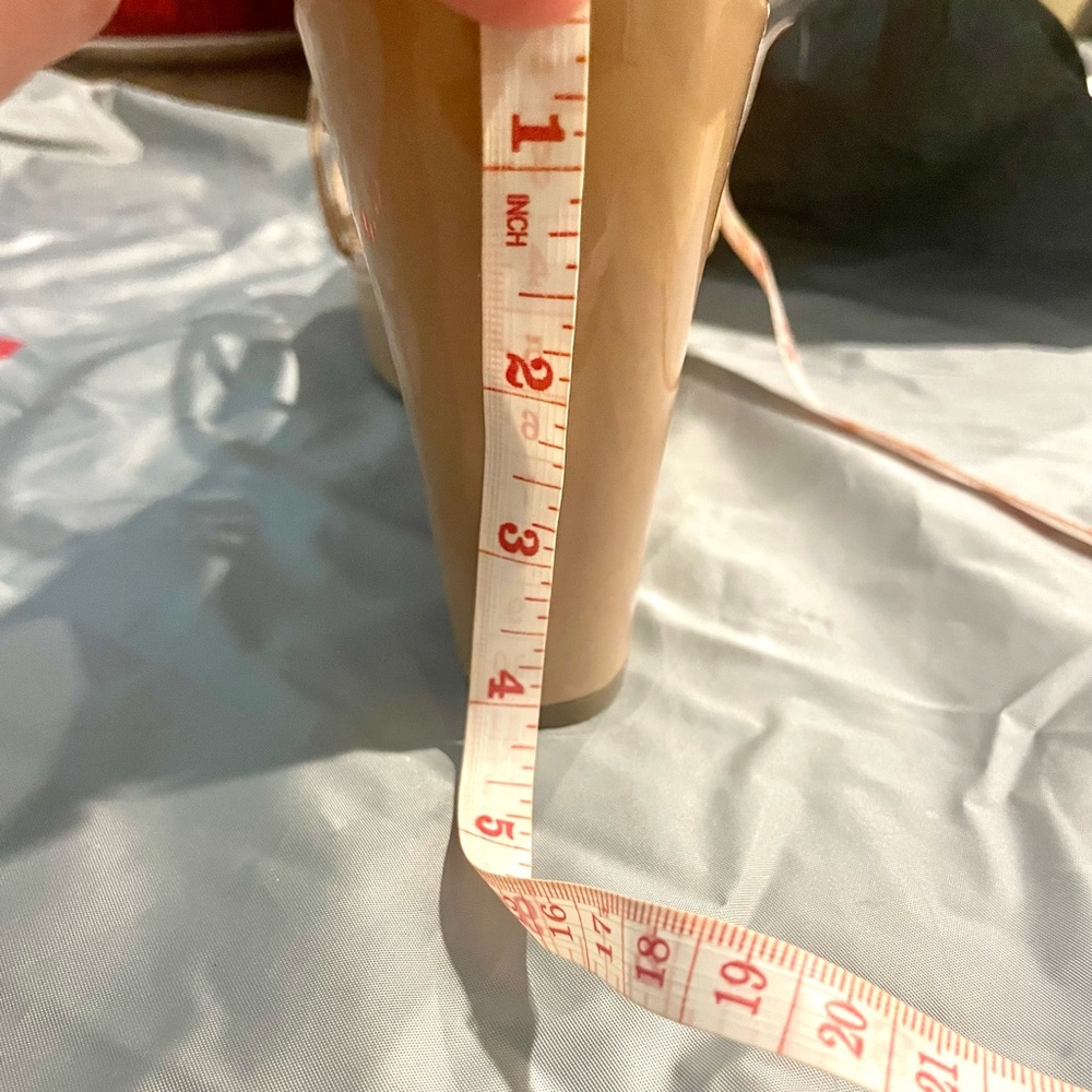 - Authentic Prada Nude Patent Leather Wedge Platf… - image 4